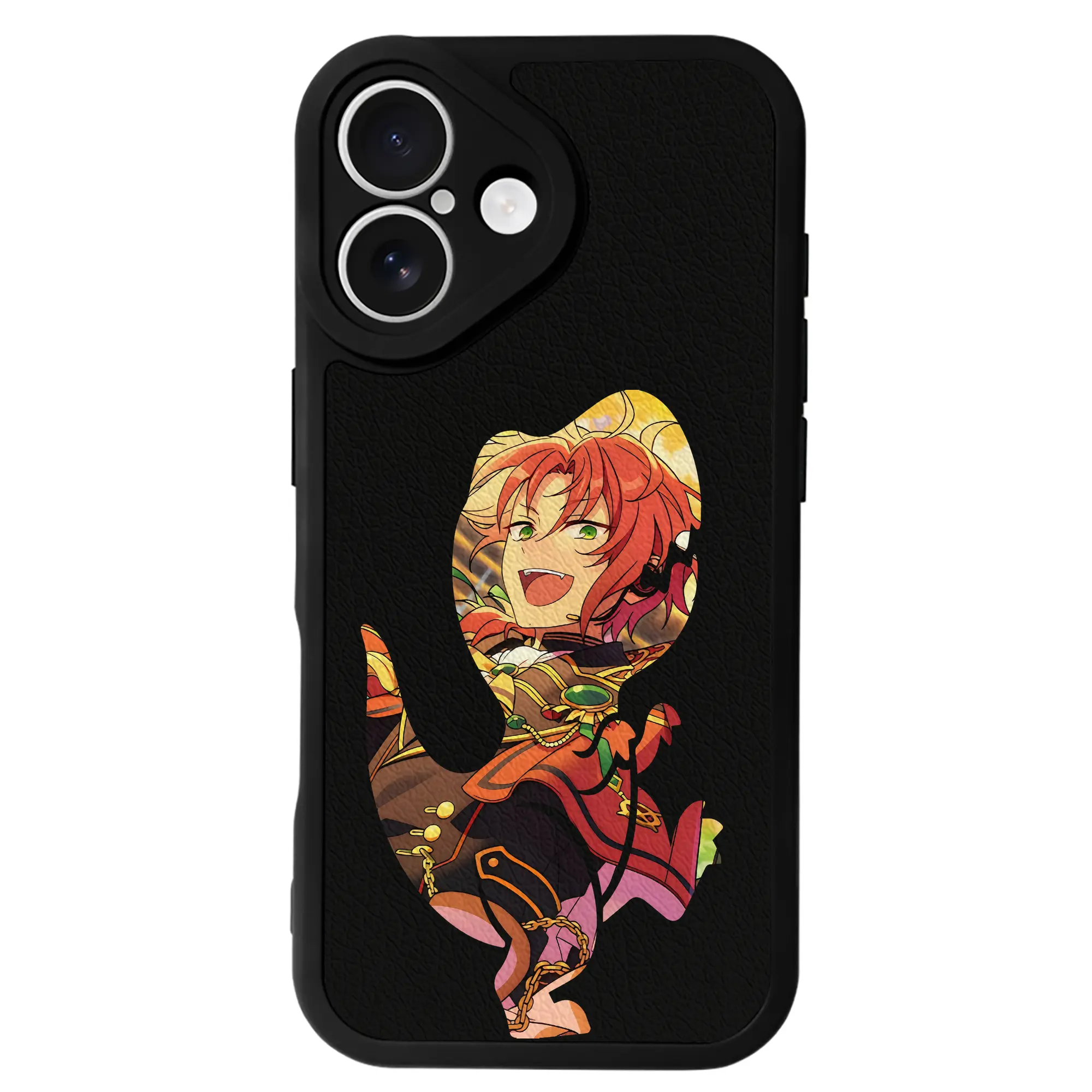 あんさん ぶる グッズ Knights 月永レオ - IPhone 16シリーズ対応 ・ シリコンスマホケース ・ レザー調 ・ 高精度フィット ・ 耐衝撃 ・ ワイヤレス充電対応 ・ 精密カット